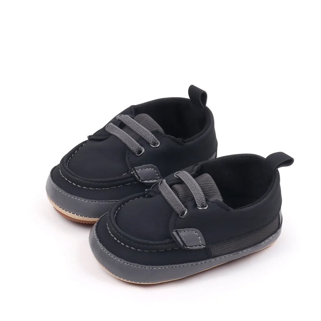 Mocassin En Cuir Noir Bébé Garçon