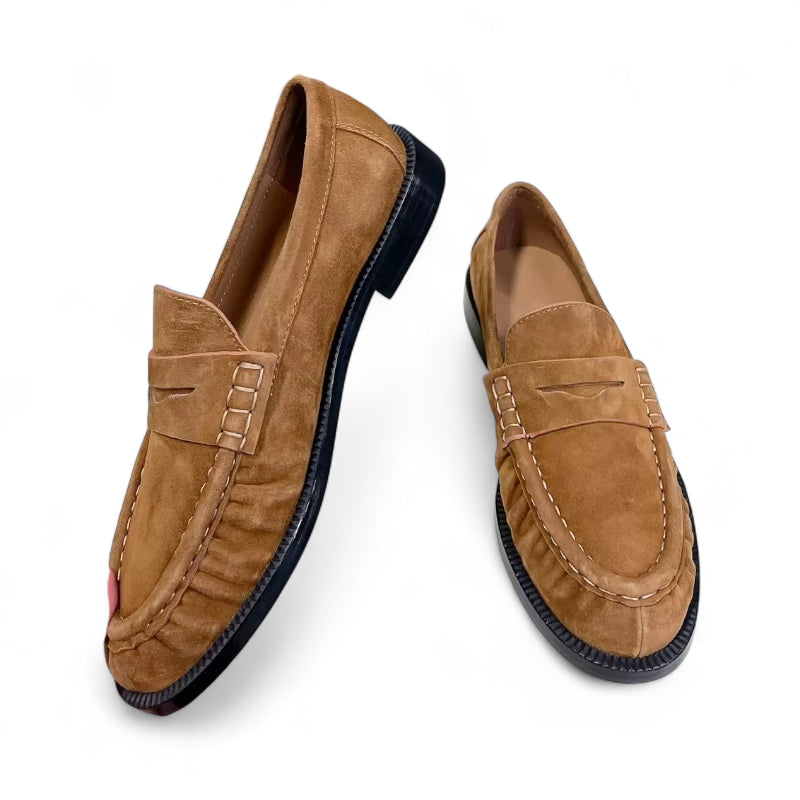 Mocassin Premium En Daim Camel Femme