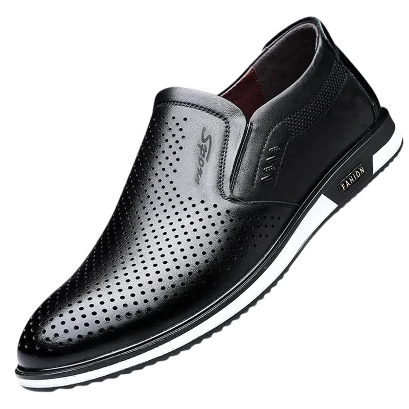 Mocassin Cuir Noir Respirant Homme