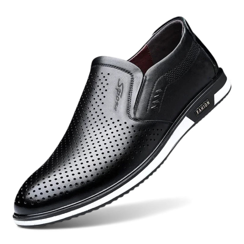 Mocassin Cuir Noir Respirant Homme