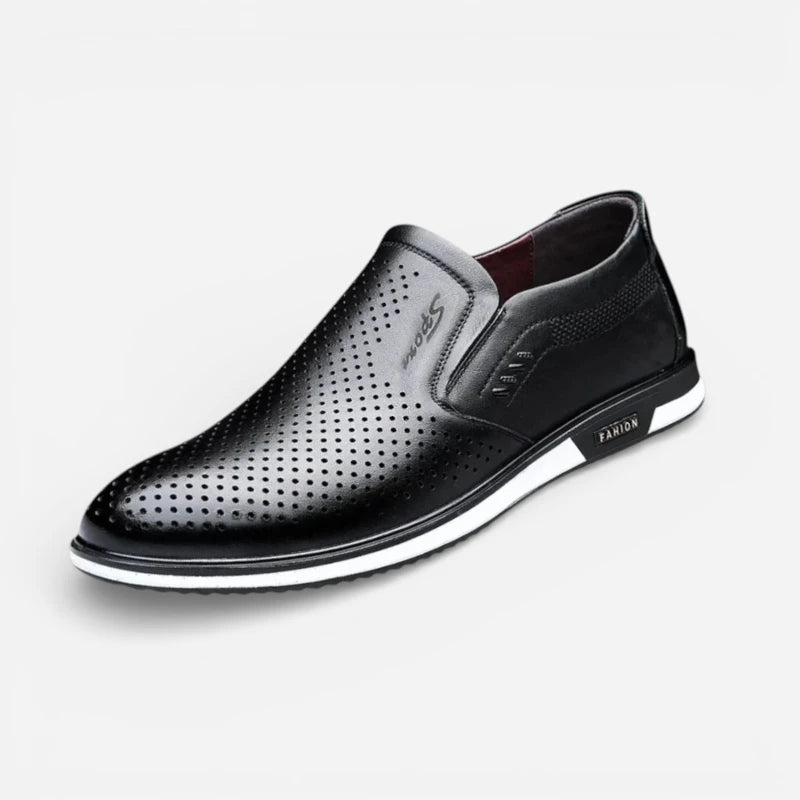 Mocassin Cuir Noir Respirant Homme