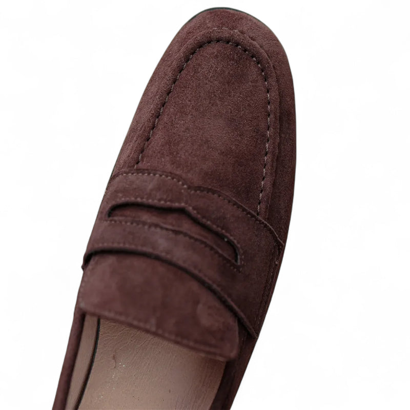 Mocassin Marron Foncé En Daim Pour Femme