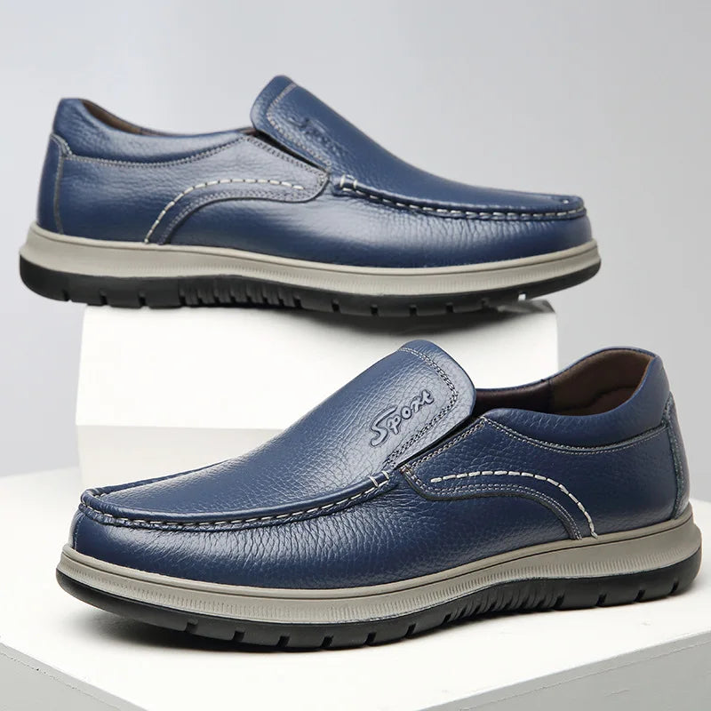 Mocassin En Cuir Bleu Marine épais Pour Homme