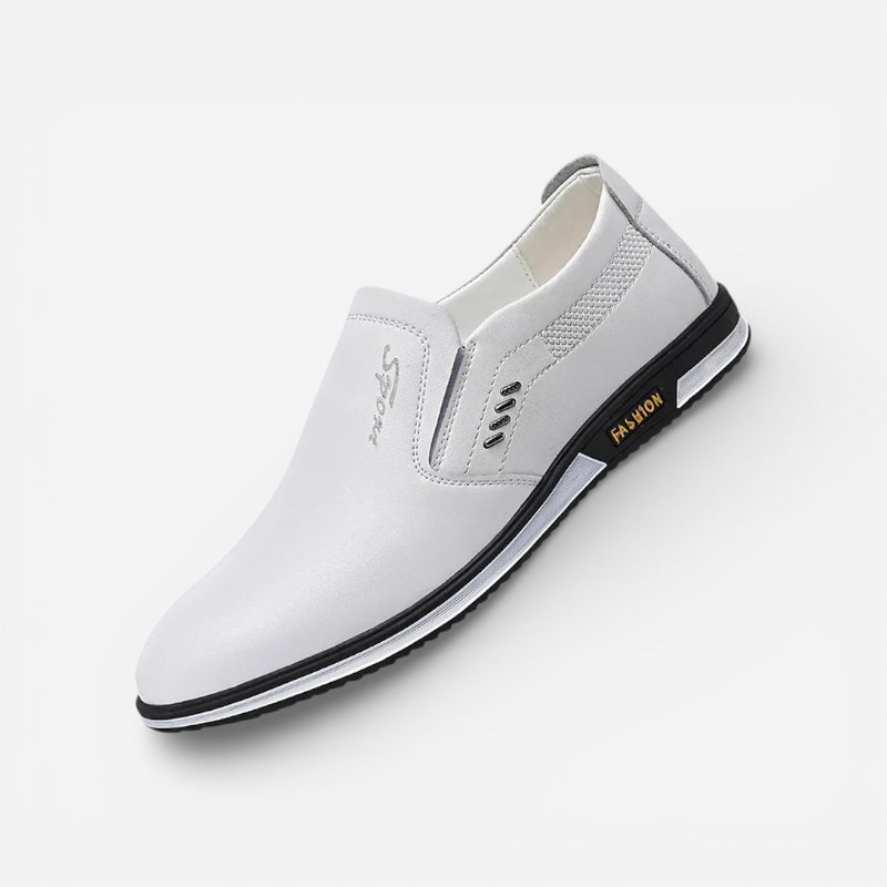 Mocassin Blanc Cuir Homme Design