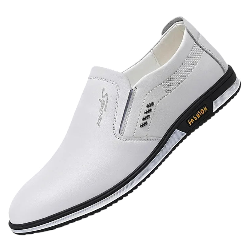 Mocassin Blanc Cuir Homme Design