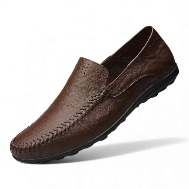 Mocassin Cuir Foncé Marron Homme Vintage