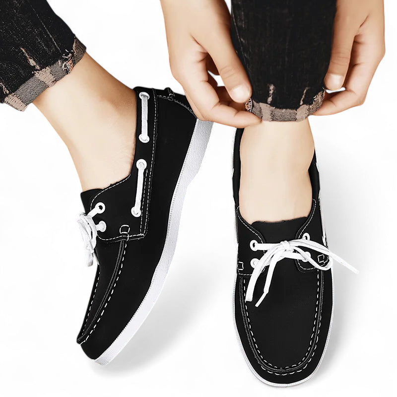 Mocassin Noir Et Blanc Homme Lacet