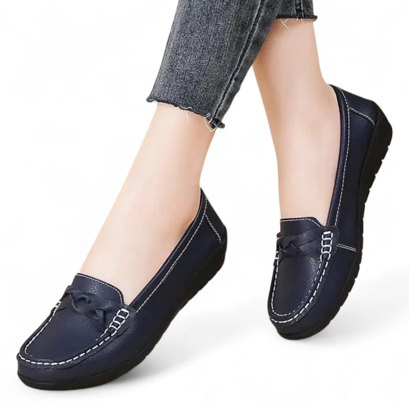 Mocassin Femme Cuir Bleu Marine