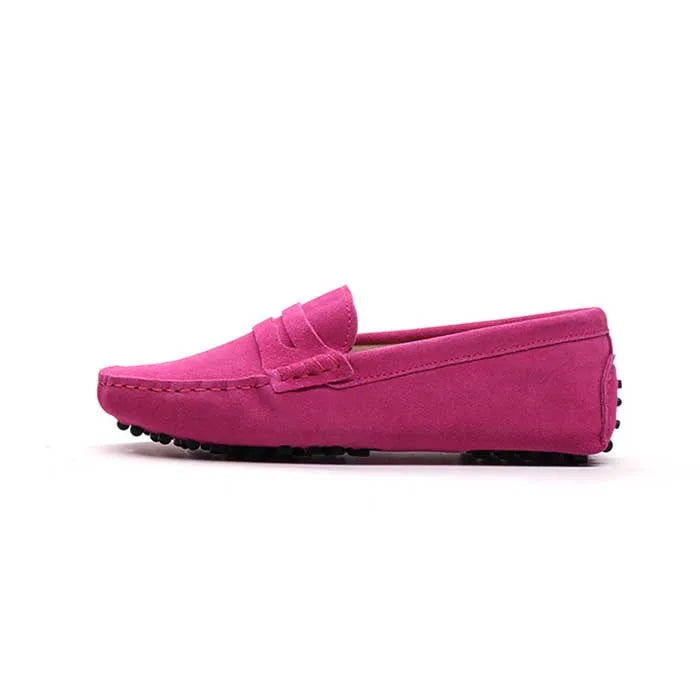 Mocassin En Daim Rose Pour Femme