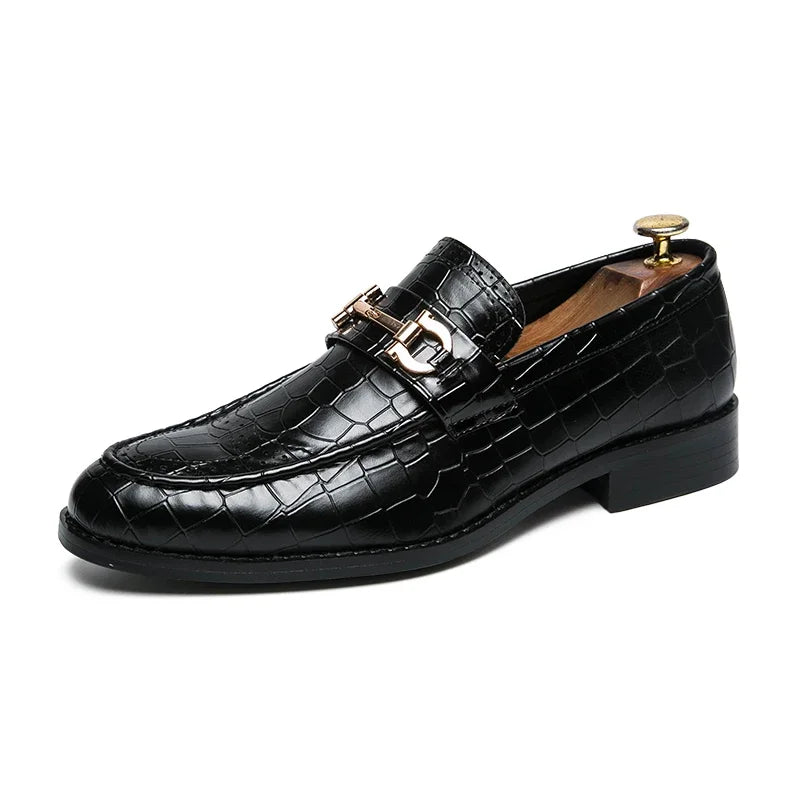 Mocassin Cuir écailles Noir Vernis Pour Homme