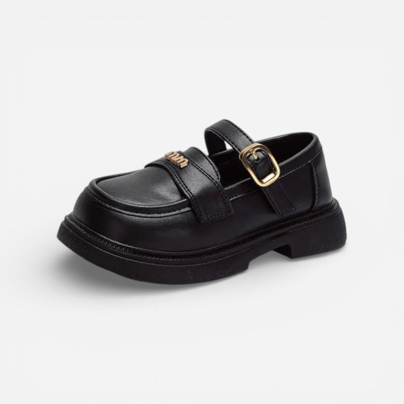 Mocassin Cuir Noir Enfant Fille