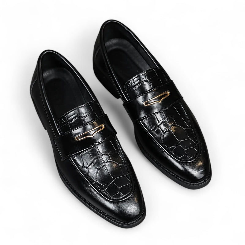 Mocassin En Cuir Vernis Noir Luxe Pour Homme