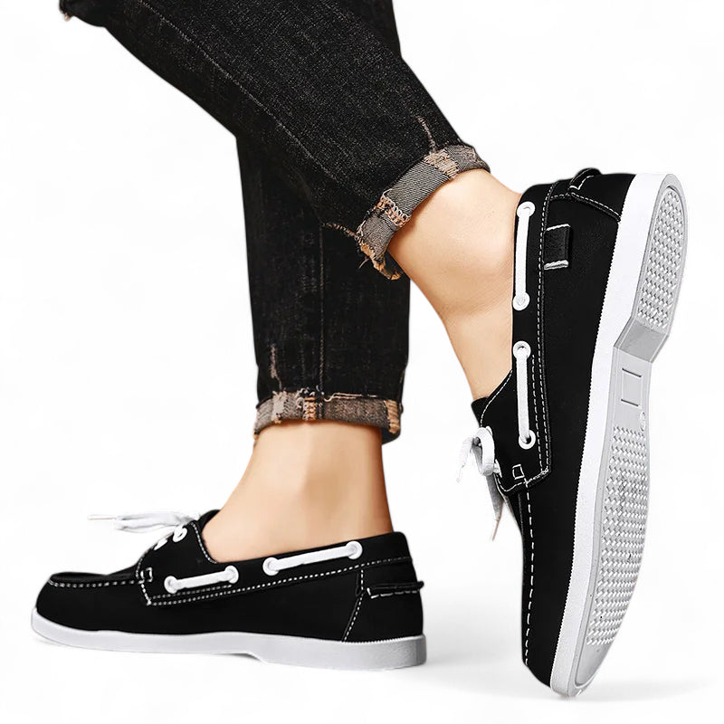 Mocassin Noir Et Blanc Homme Lacet