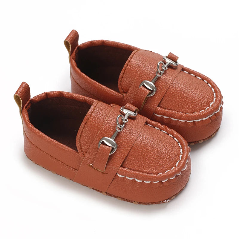 Mocassin En Cuir Marron Pour Bébé Chainette