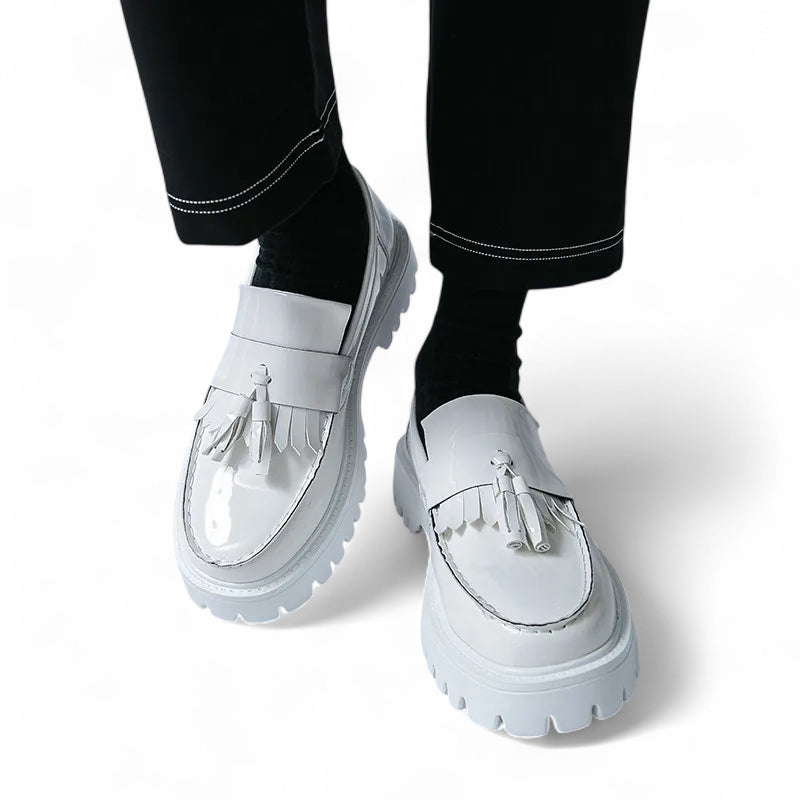 Mocassins Cuir Compensé Homme Blanc