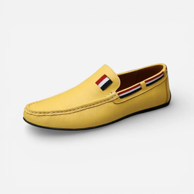 Mocassin Jaune En Cuir Drapeau Français Pour Homme
