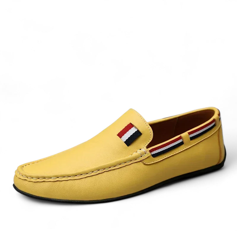 Mocassin Jaune En Cuir Drapeau Français Pour Homme
