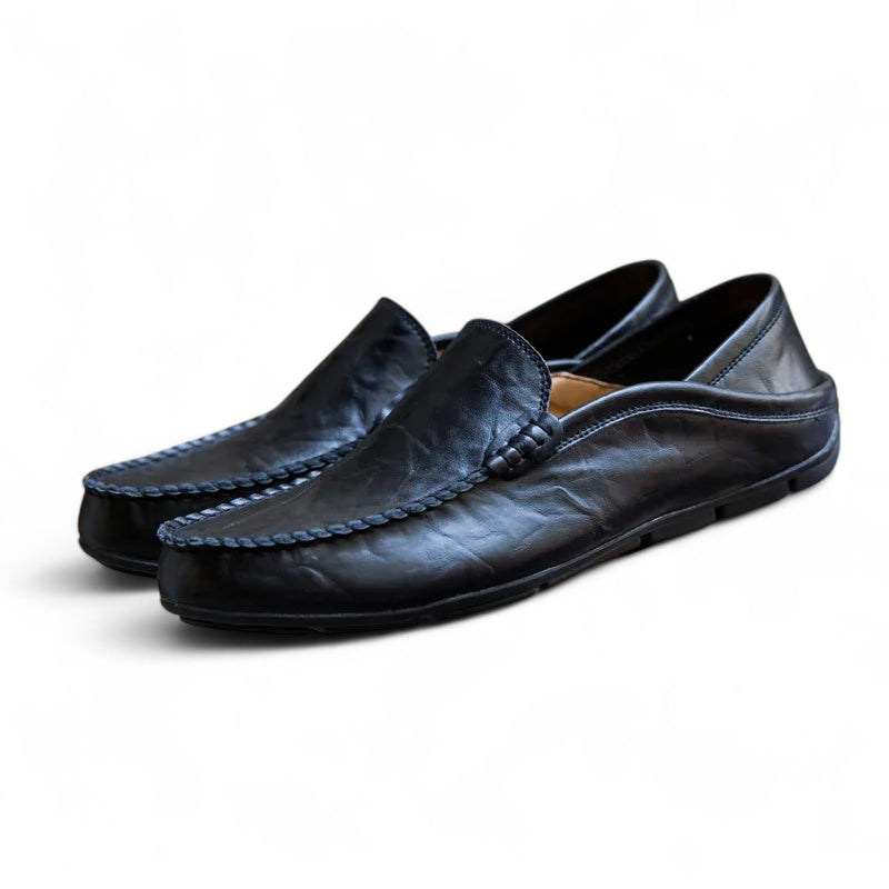 Mocassin Cuir Noir Homme Vintage