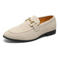 Mocassin Daim Nubuck Beige À Mors Doré Pour Homme