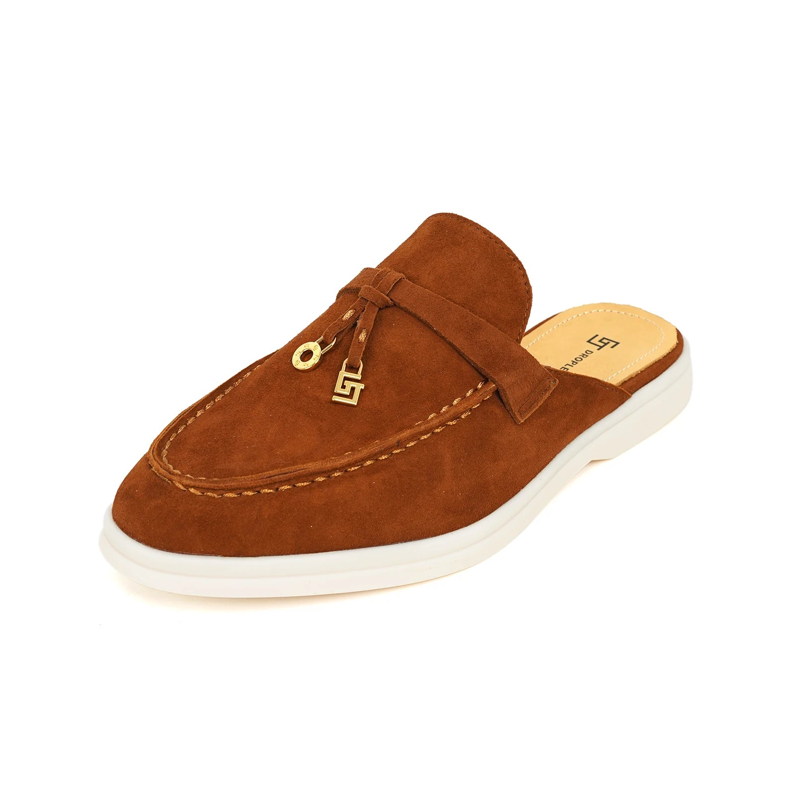 Mocassin Ouvert Femme Marron à Gland