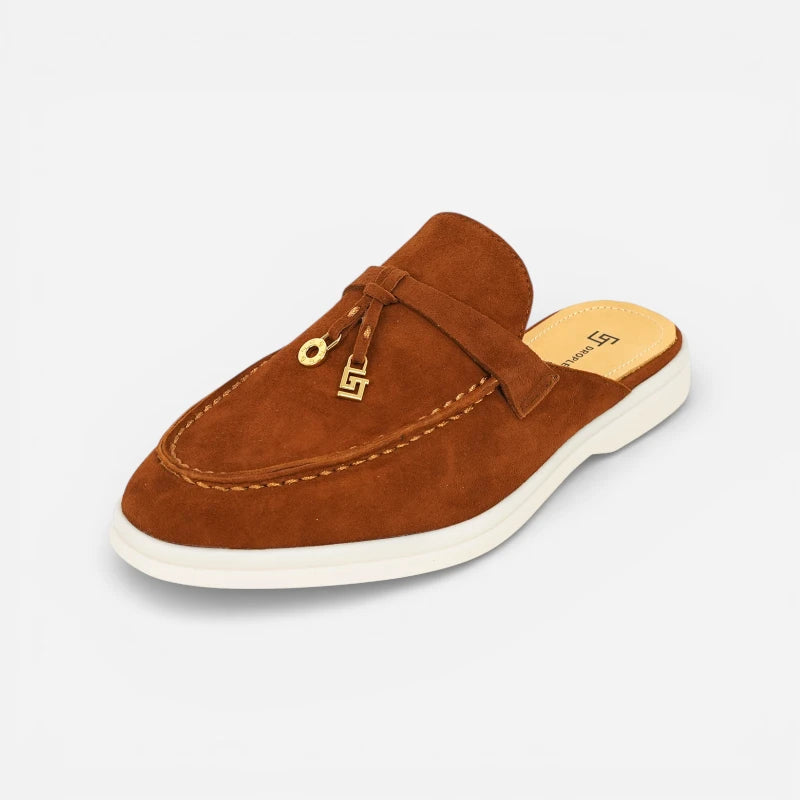 Mocassin Ouvert Femme Marron à Gland