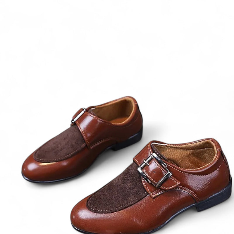 Mocassin Garçon Cuir Daim Marron