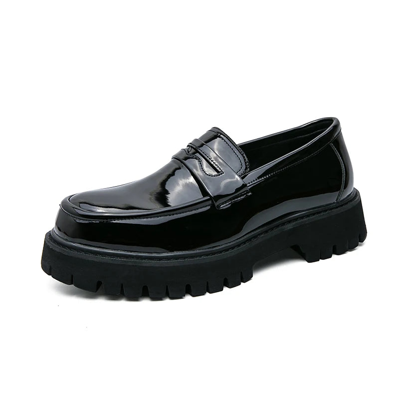 Mocassin Plateforme En Cuir Vernis Pour Homme