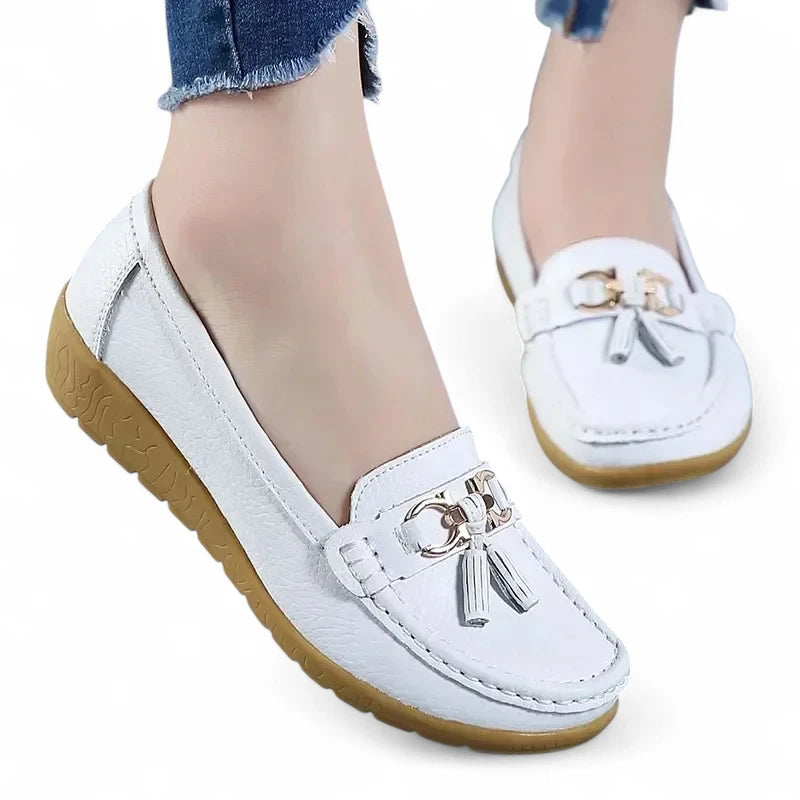 Mocassin Compense Femme Blanc