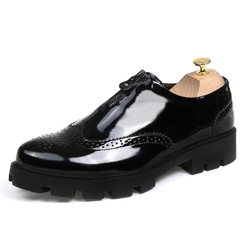 Mocassin Cuir Noir Fermeture Homme
