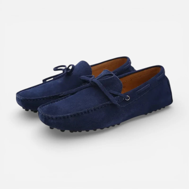 Mocassin Confortable Bateau En Daim Bleu Marine Pour Homme à Lacet