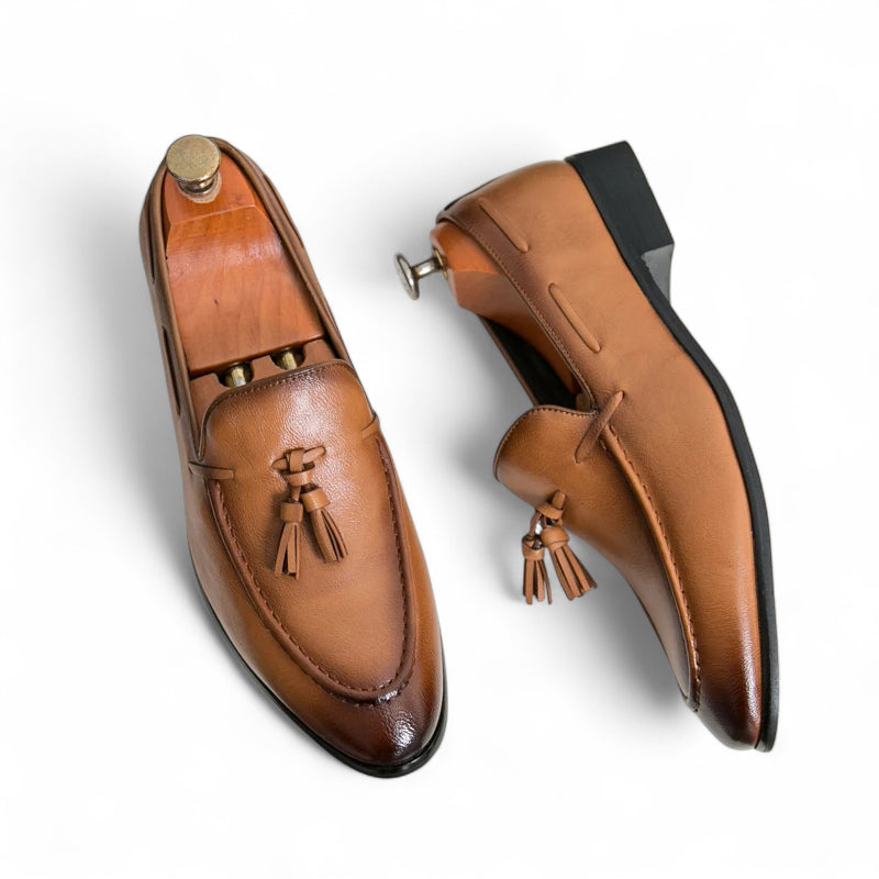 Mocassin Gland Cuir Marron Talon Homme