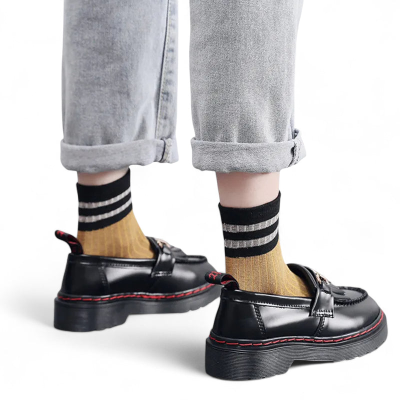 Mocassin Cuir Vernis Bicolore Frange Pour femme