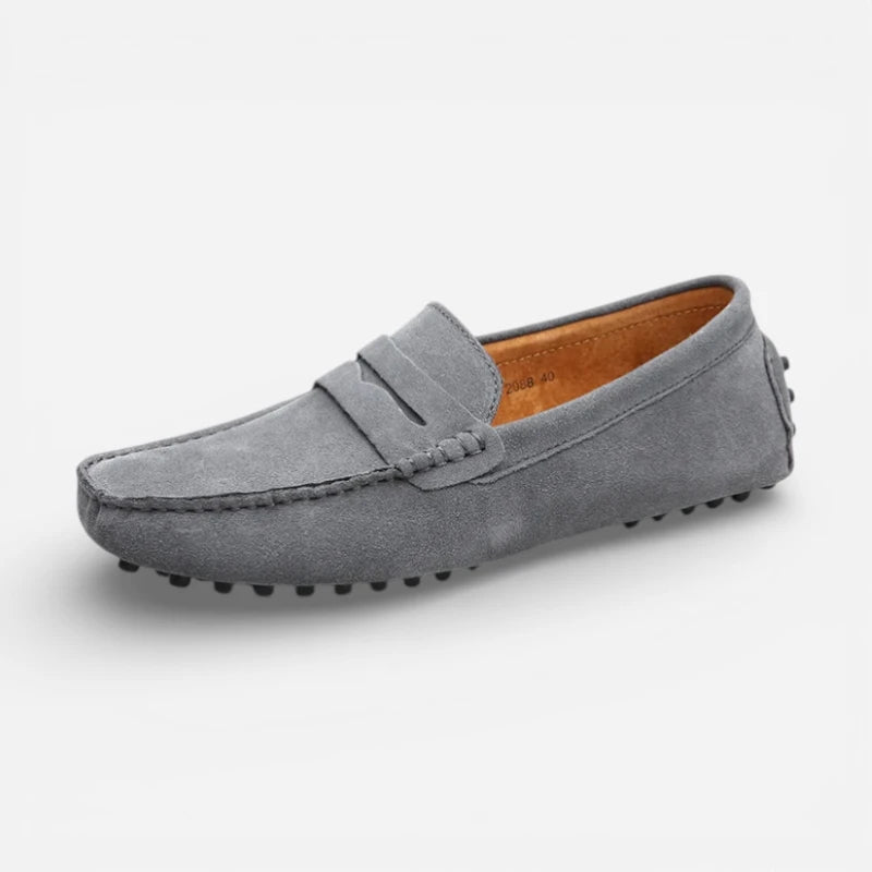 Mocassin En Daim Gris Pour Homme