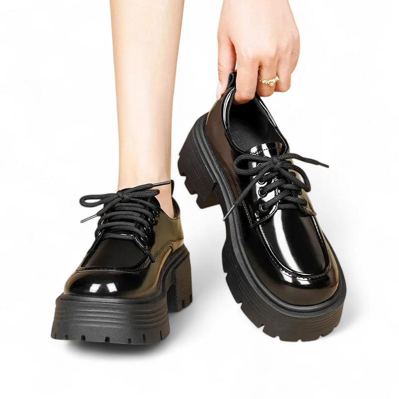 Mocassin Plateforme Cuir Vernis Femme