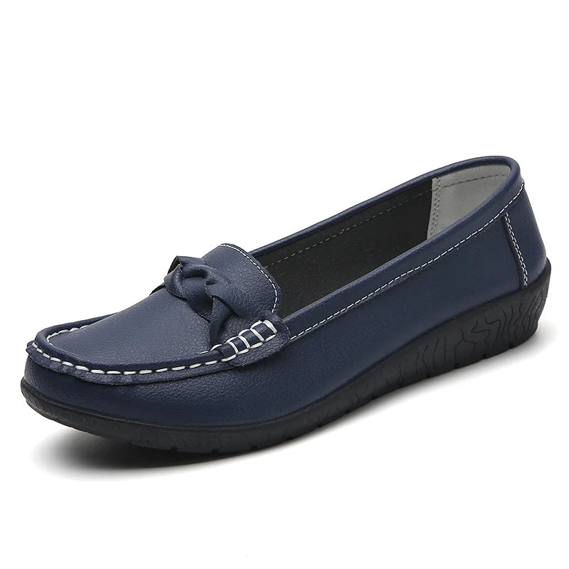 Mocassin Femme Cuir Bleu Marine