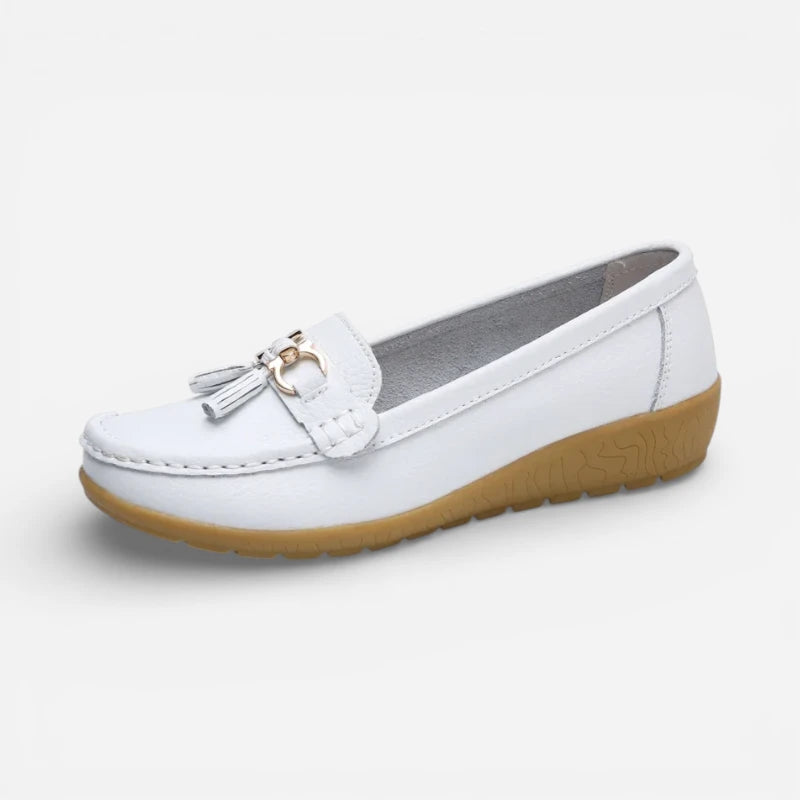 Mocassin Compense Femme Blanc