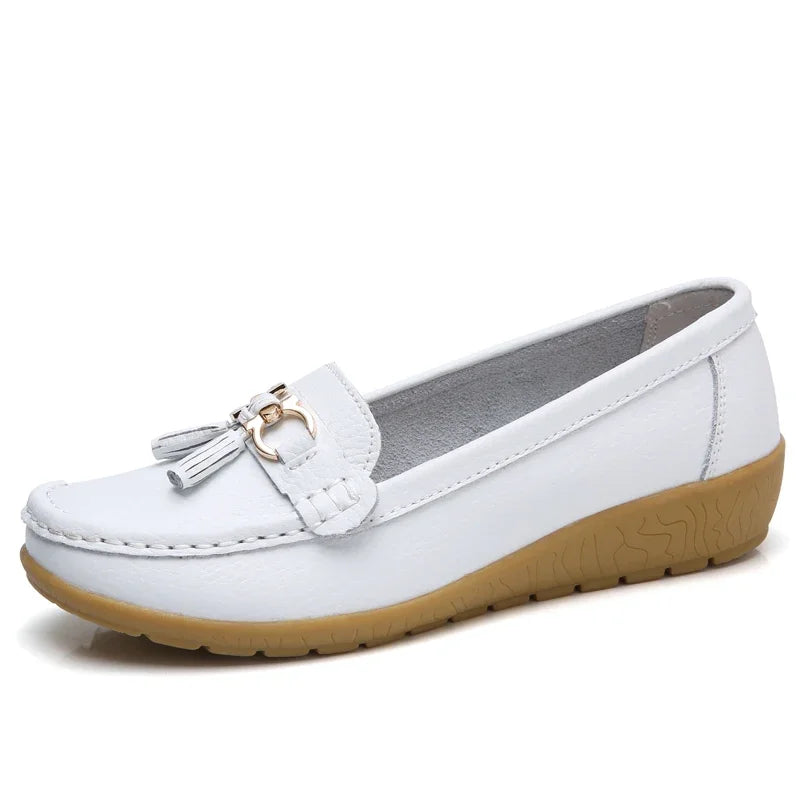 Mocassin Compense Femme Blanc