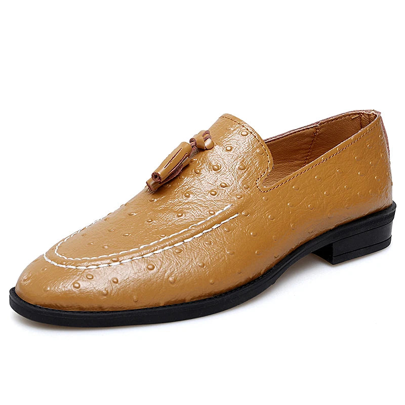 Mocassin Cuir Camel Gland à Points Homme