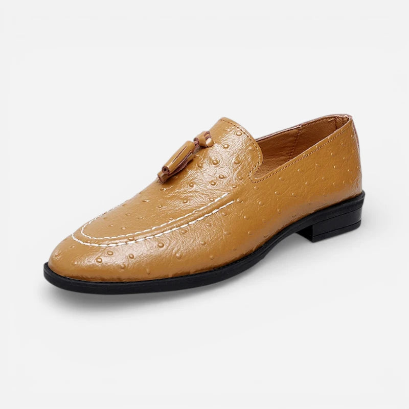 Mocassin Cuir Camel Gland à Points Homme