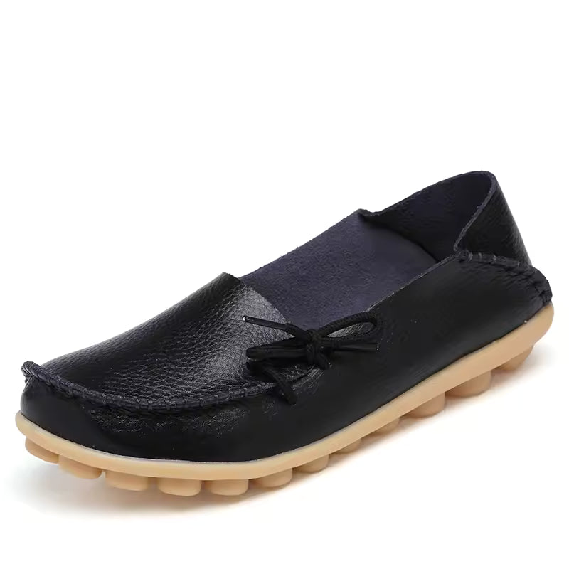 Mocassin Lacets Femme Cuir Noir