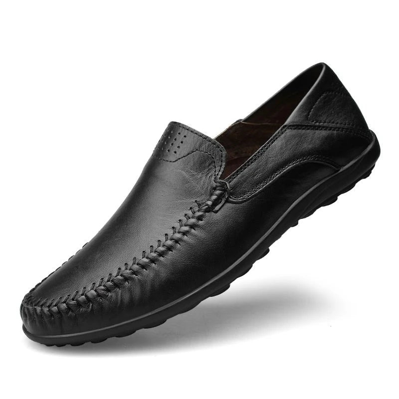 Mocassin En Cuir Noir Vernis Pour Homme Vintage
