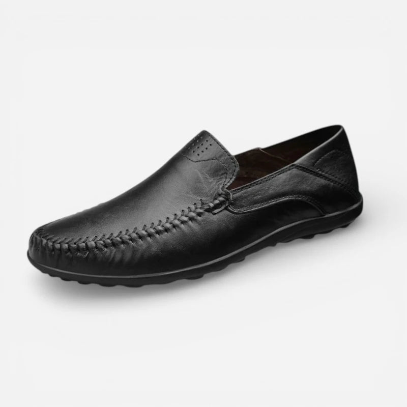Mocassin En Cuir Noir Vernis Pour Homme Vintage