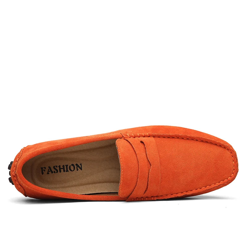 Mocassin Homme Orange Daim