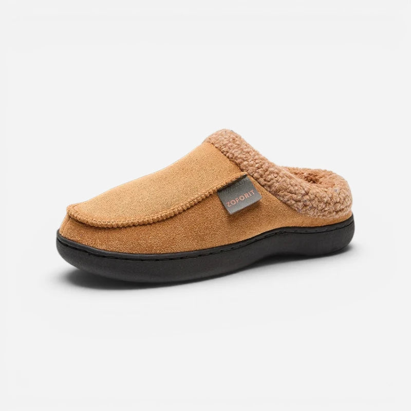 Chausson Mocassin Orthopédique Mule Fourré Laine Camel