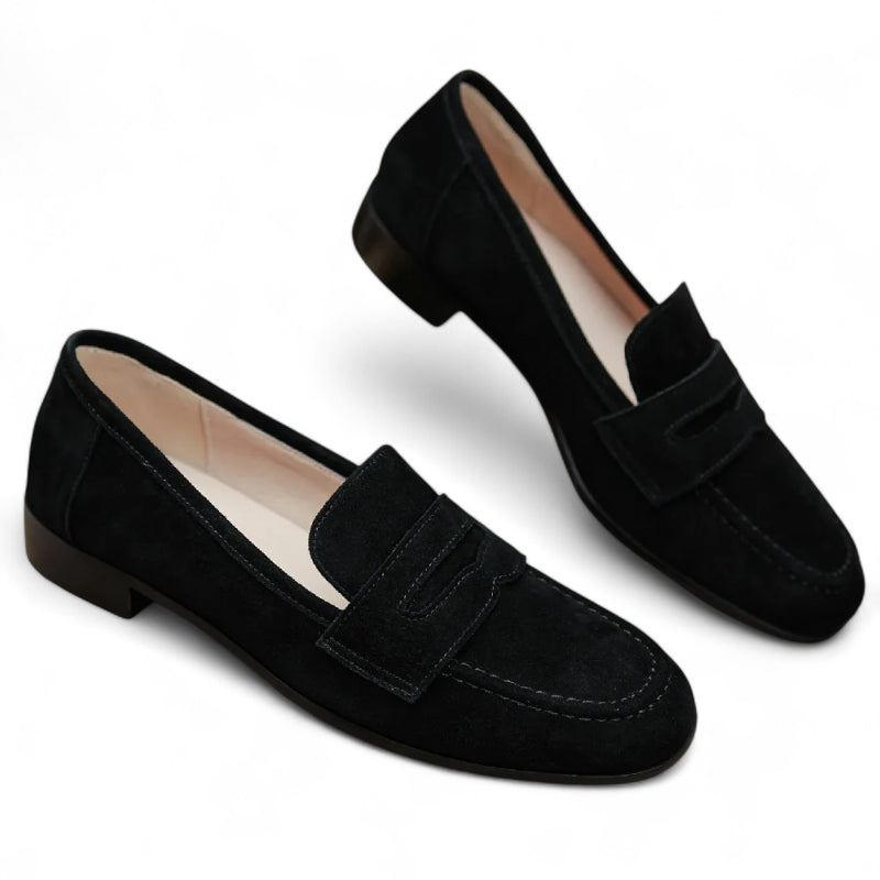 Mocassin Femme Talon En Daim Noir
