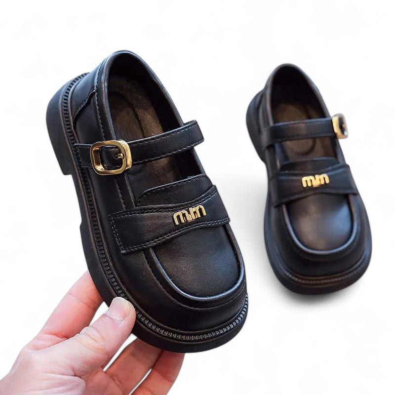 Mocassin Cuir Noir Enfant Fille