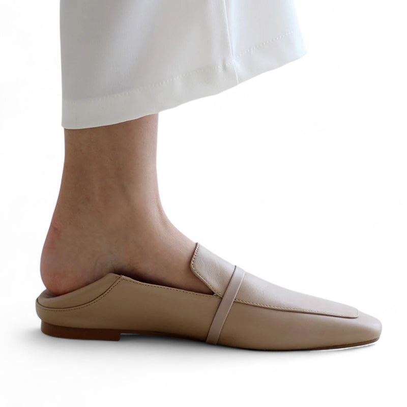 Mocassin Cuir Marron Bout Carré Femme