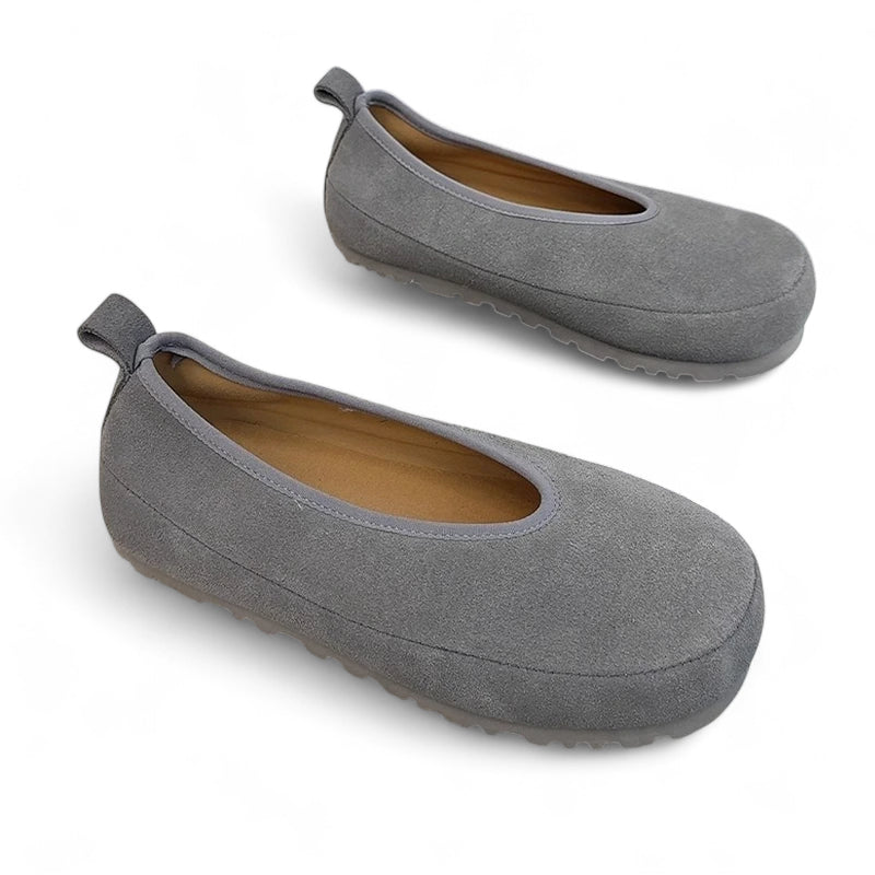 Mocassin Femme Daim Gris Compensé