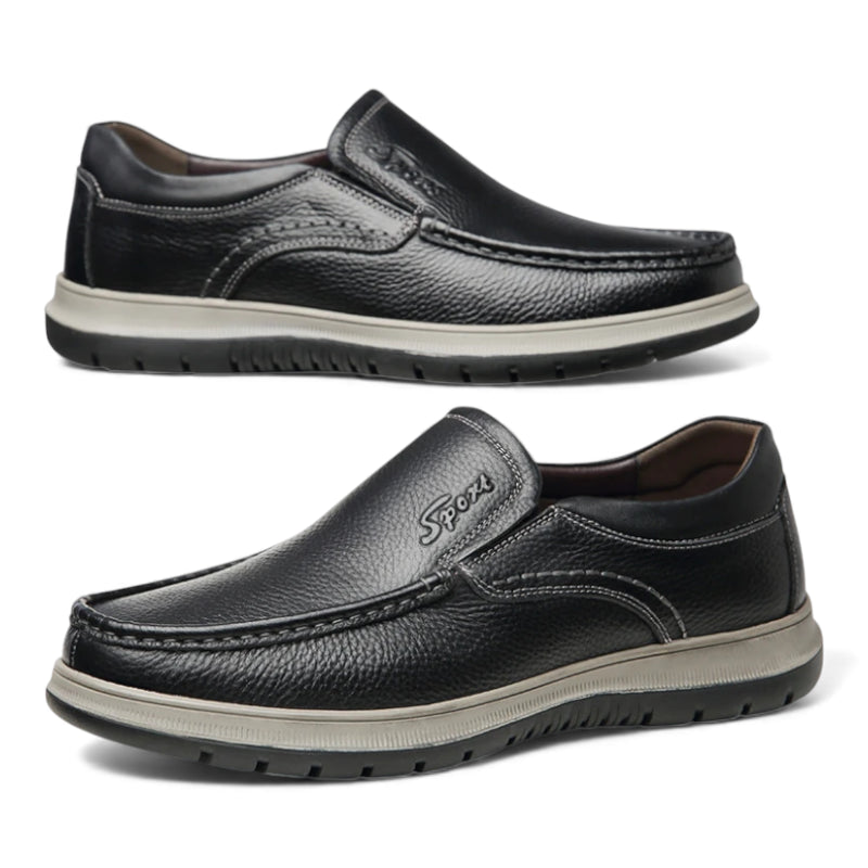 Mocassin En Cuir Noir Pour Homme épais