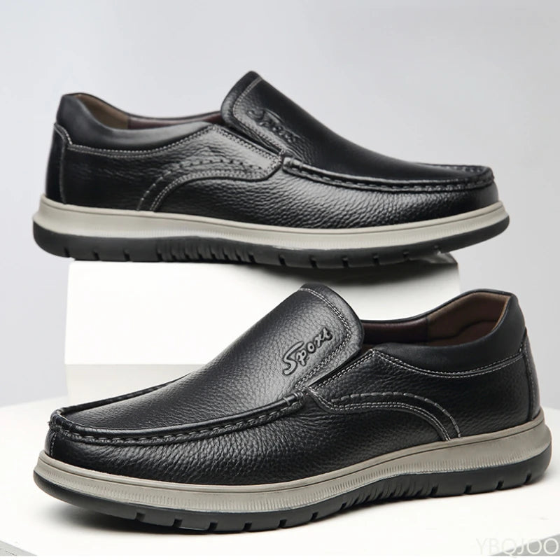 Mocassin En Cuir Noir Pour Homme épais